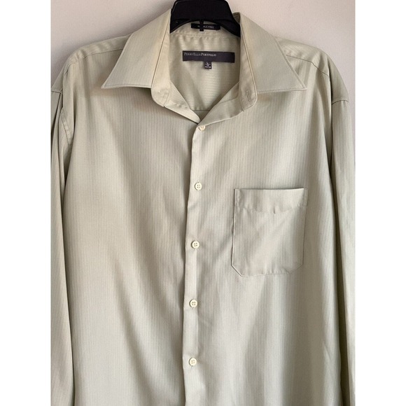 PERRY ELLIS Portfolio MENS WRINKLE FREE Textured Fabric DRESS SHIRT L 16 34/35 - Picture 5 of 10